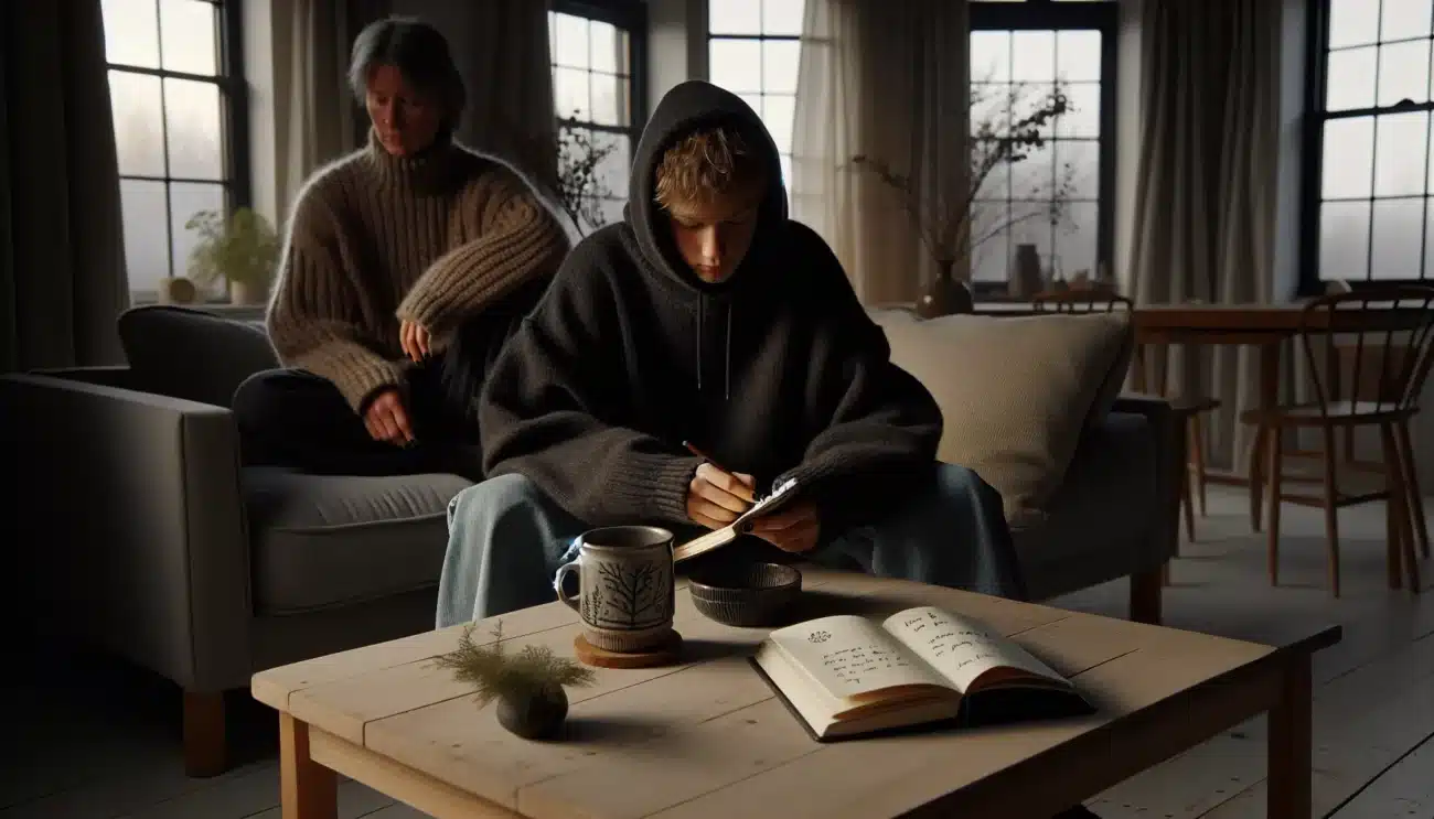 Norwegian parent listens as a teen contemplates hvem er jeg at home